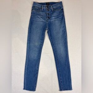 J Crew High Rise Skinny Women’s Size 26 Fringe Cuff Jeans Button Up